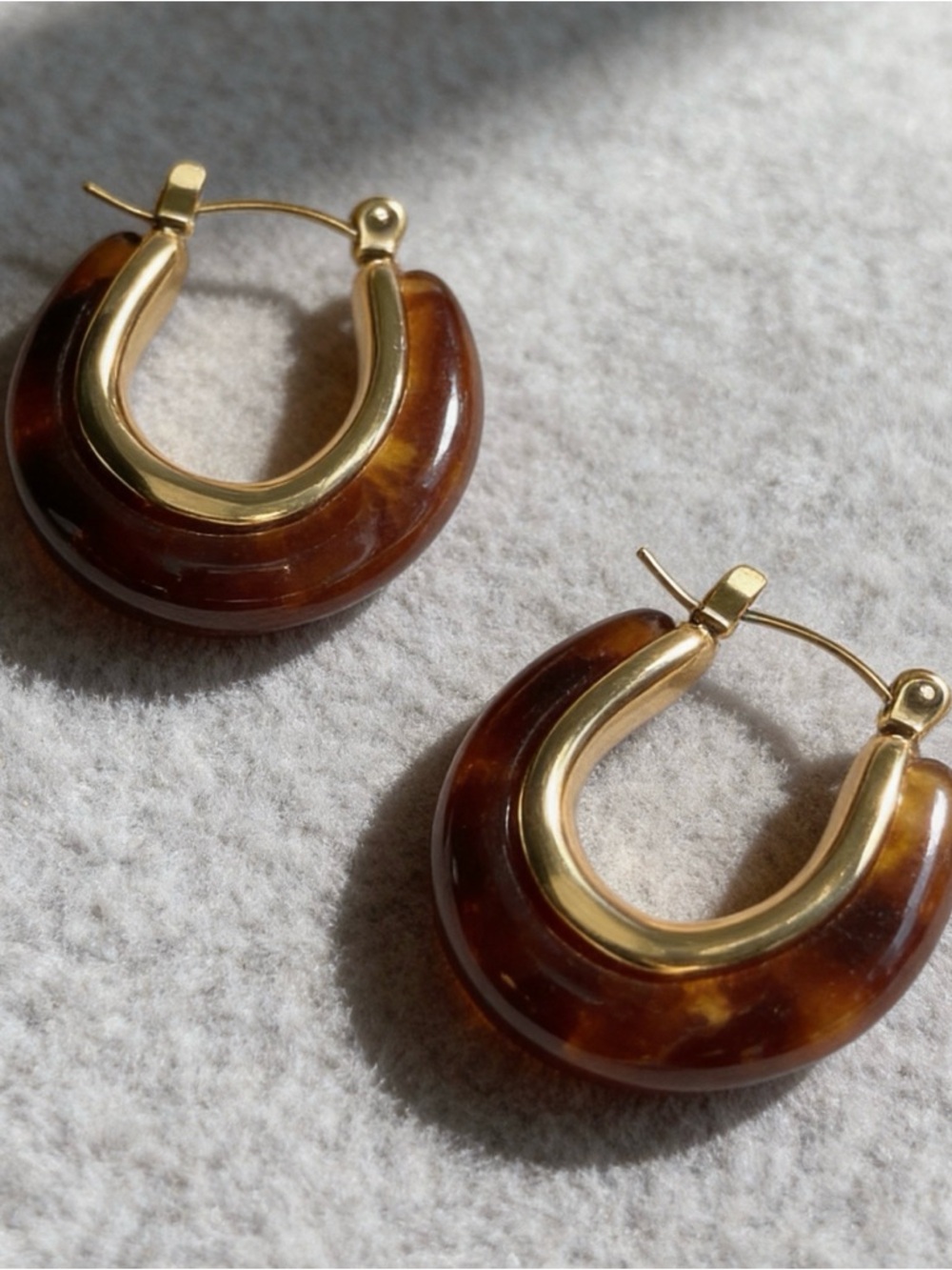Amber Gold Stainless Steel Hoop Earrings